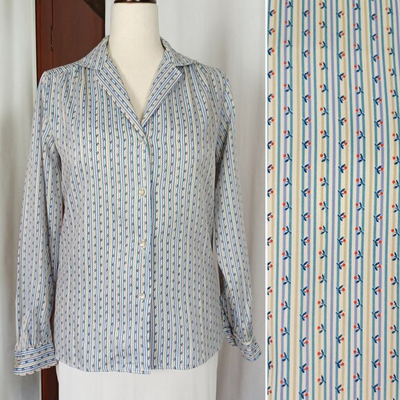 Vintage 60s Levi’s Floral Stripe Button Up, Medium - Picture 1 of 8